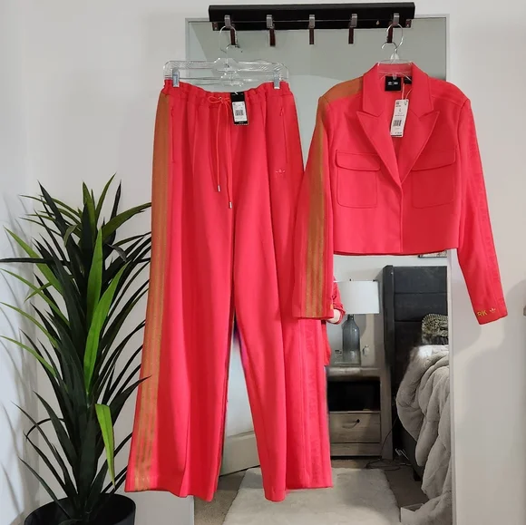 NWT Adidas x Ivy Park Cropped Suit Jacket & 3-Stripes Suit Pants, Coral | Mesa - Picture 2 of 7